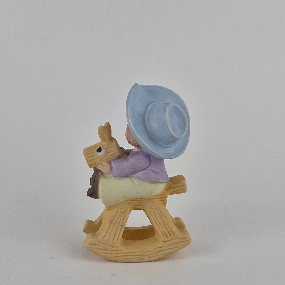 HOMCO Cowboy Boy on Rocking Horse Figurine 1417 Crossed Arrows Symbol